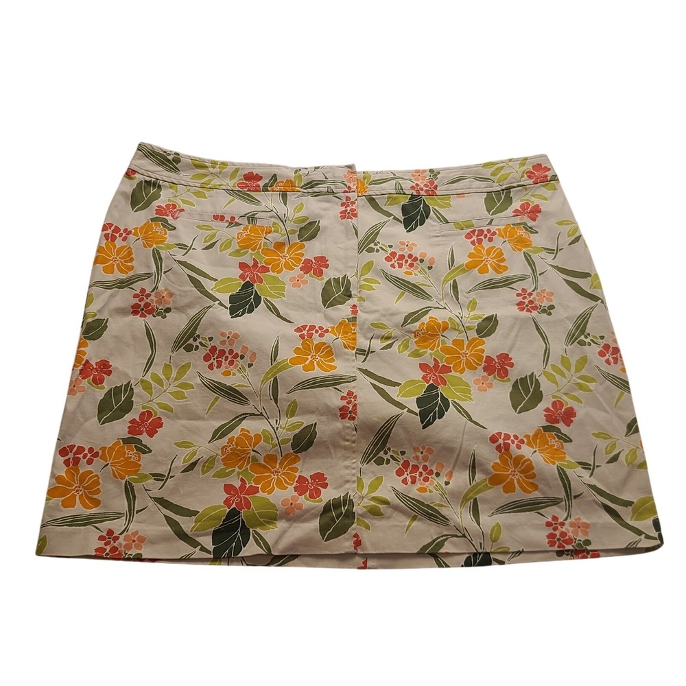 Lane Bryant Floral Mini Skirt‎ Women's 22 Cream Orange Tropical Cotton Stretch